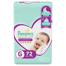 Pañal Pampers Premium Care Quincenal G (72 Pañales)