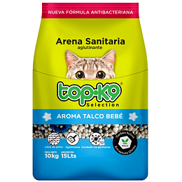 Arena Sanitaria para Gatos Topk9 Aglutinante Talco Bebé (10 KG)