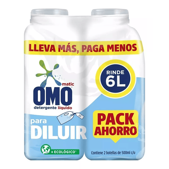 Detergente Líquido Omo Matic Para Diluir ( 2 x 500 ML )