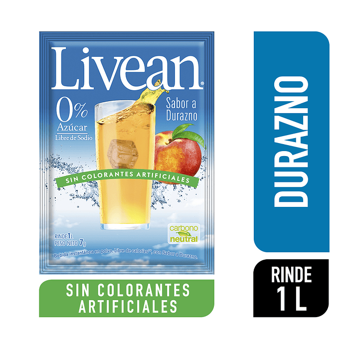 Jugo en Polvo Livean Durazno ( 10 UD )