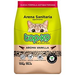 Arena Sanitaria para Gatos Topk9 Aglutinante Vainilla ( 10 KG )