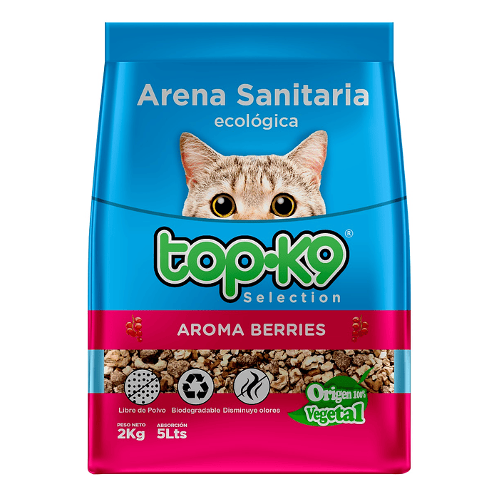 Arena Sanitaria para Gatos Topk9 Ecológica Berries ( 2 KG )