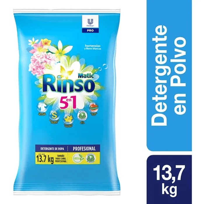 Detergente en Polvo Rinso Matic Hortensias y Flores Blancas ( 13.7 KG )