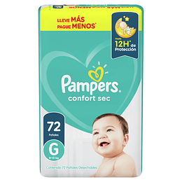 Pañal Pampers Confort Sec Quincenal G ( 72 Pañales )