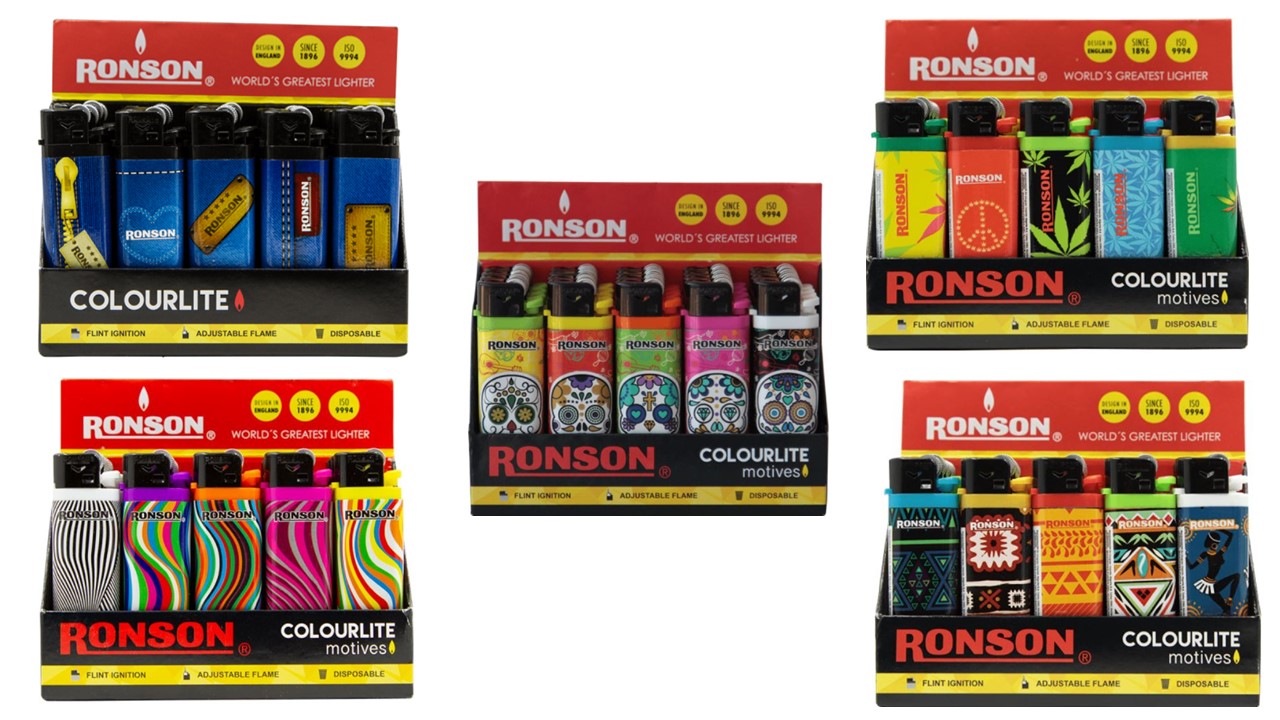 Encendedores Ronson Colourlite Diseños ( 20 UD )