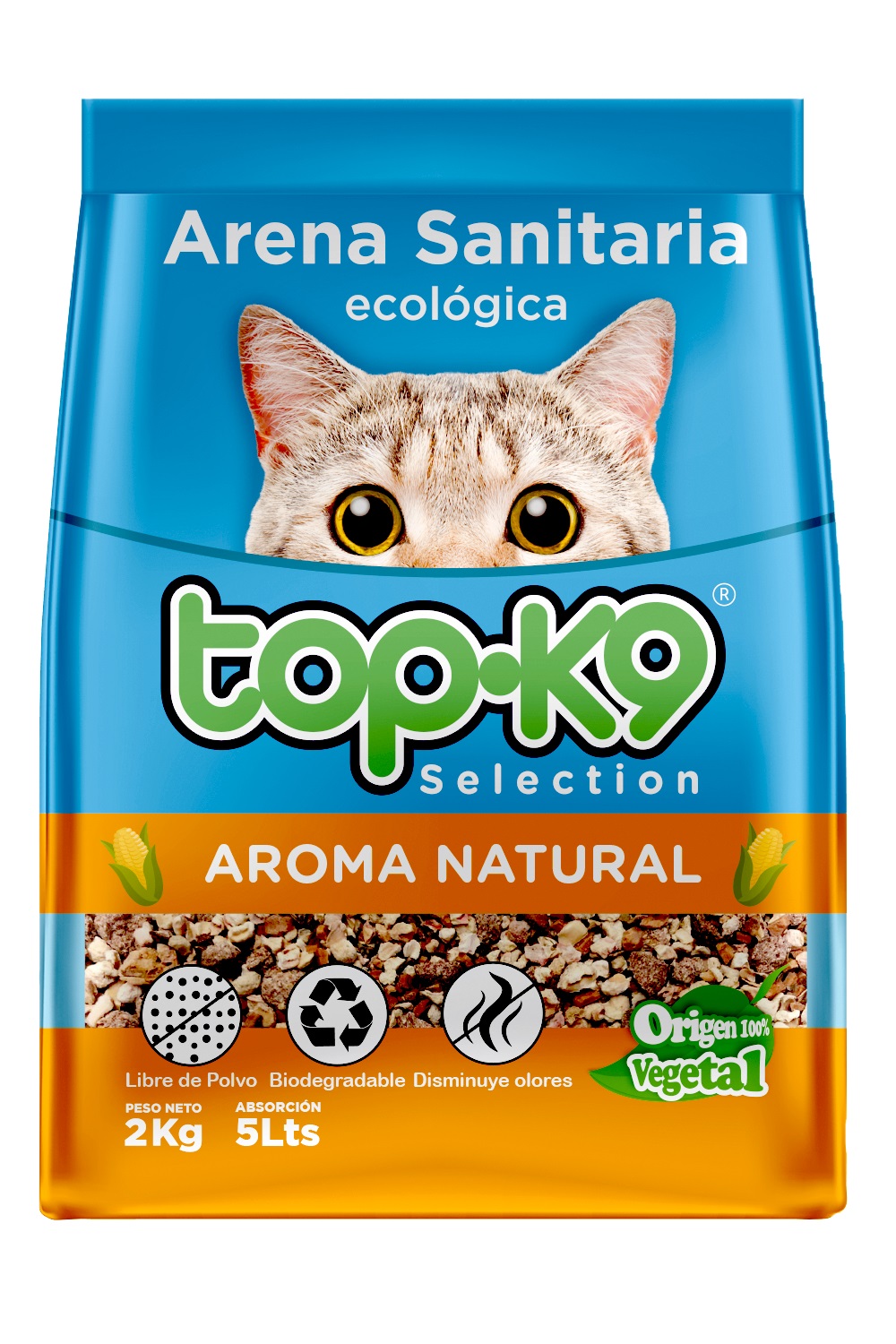 Arena Sanitaria para Gatos Topk9 Ecológica Natural ( 2 KG )