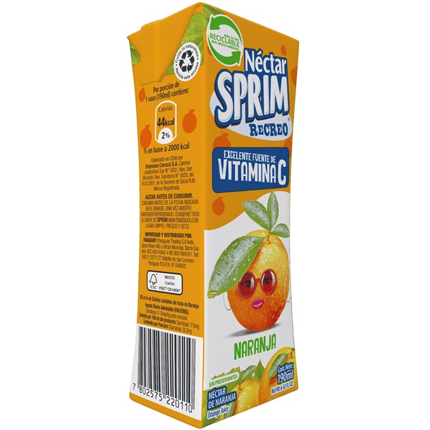Néctar Sprim Naranja ( 3 x 190 ML )