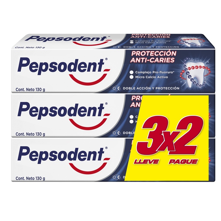 Pasta Dental Pepsodent Protección Anticaries ( 3 x 130 G ) x 3