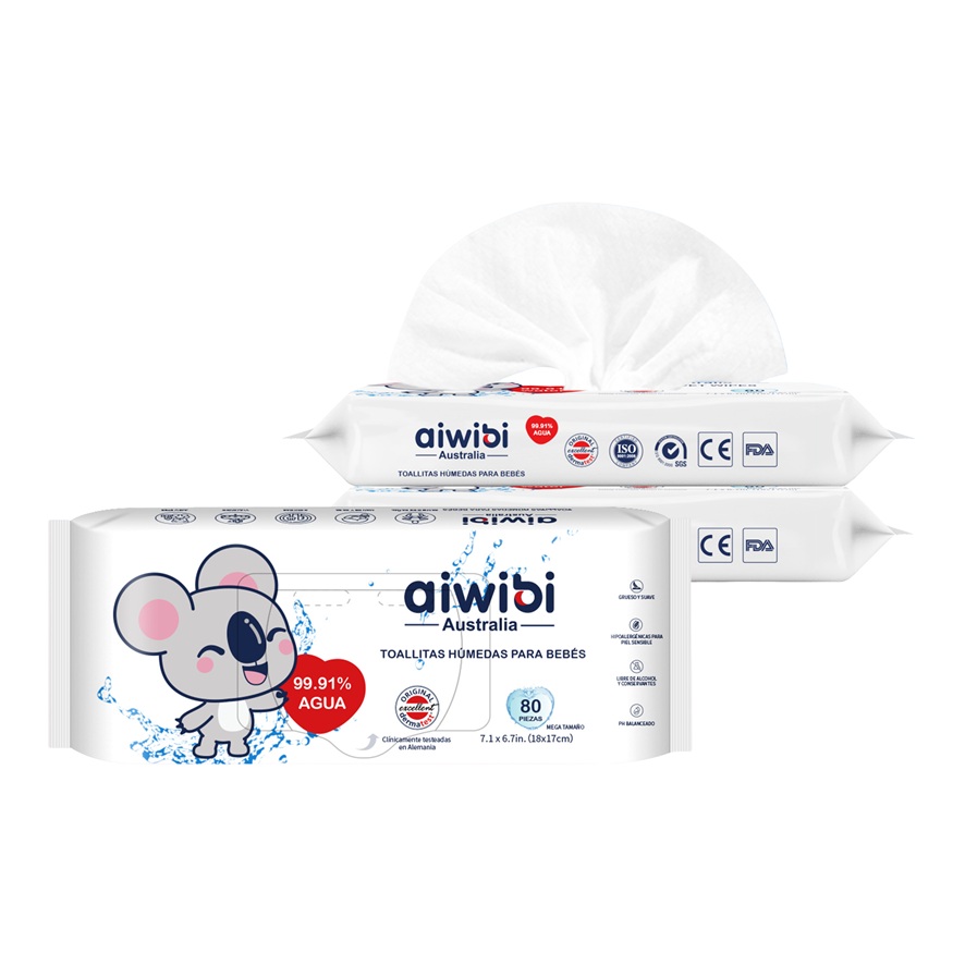 Toallitas Húmedas Aiwibi Agua ( 3 x 80 UD )