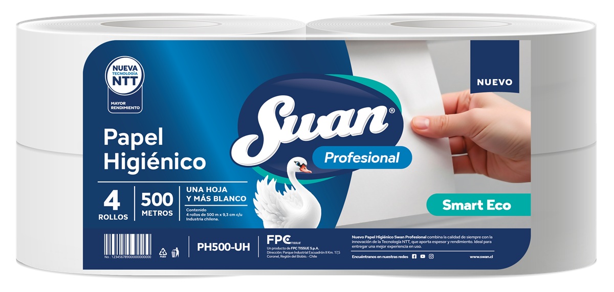 Papel Higiénico Swan Profesional Smart Eco 1 Hoja 500 Metros ( 4 Rollos )