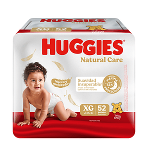 Pañal Huggies Natural Care Quincenal XG ( 52 Pañales )
