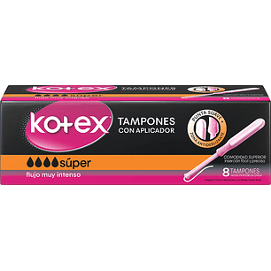 Tampones Kotex Súper con Aplicador ( 4 x 8 UD )