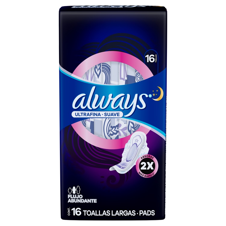 Toalla Femenina Always Ultrafina Nocturna Suave con Alas ( 4 x 16 UD )