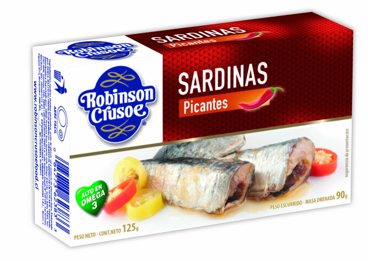 Sardinas Robinson Crusoe Aceite Picante ( 5 x 125 G )