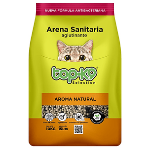 Arena Sanitaria para Gatos Topk9 Aglutinante Natural ( 10 KG )