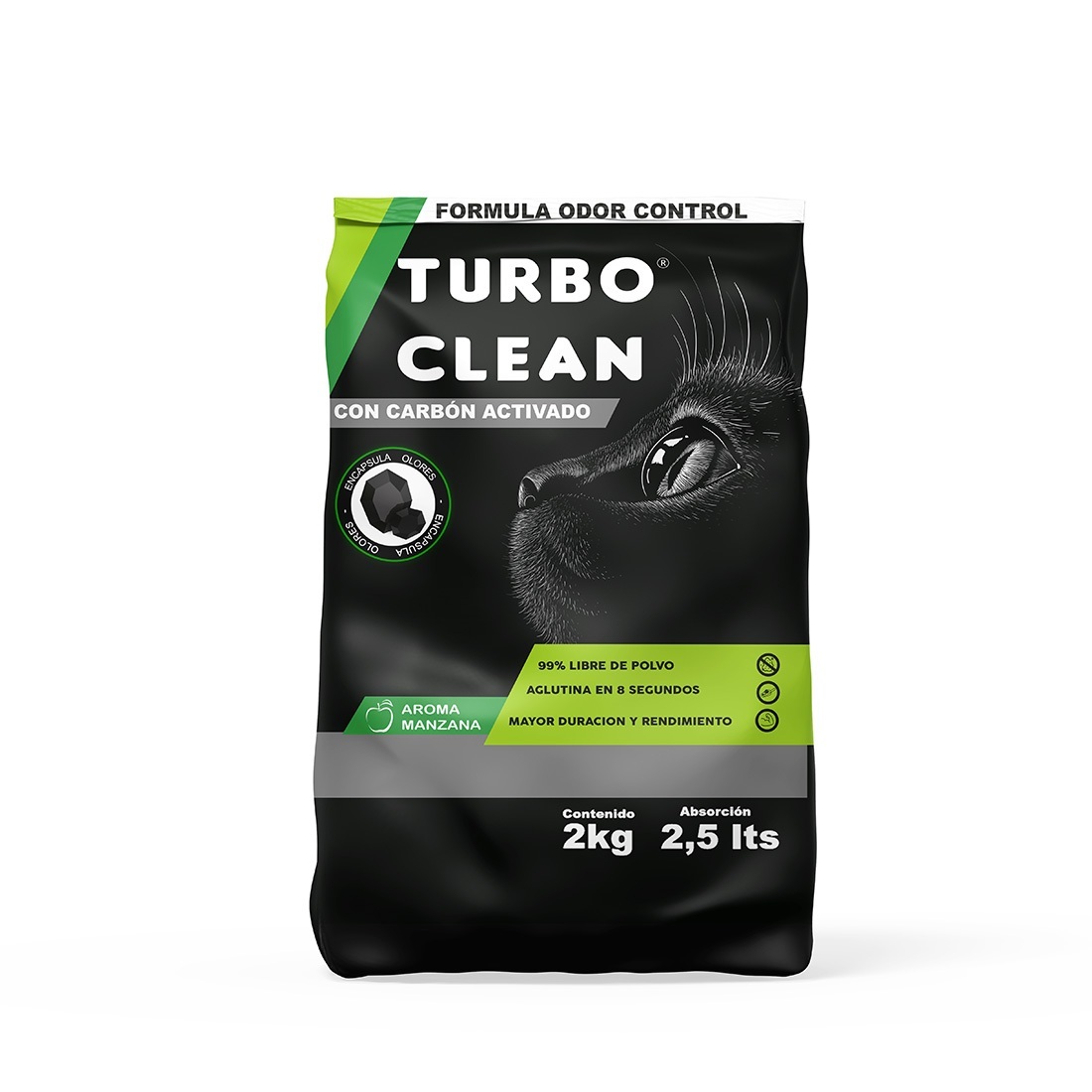 Arena Sanitaria para Gatos Turbo Clean Aglutinante Manzana ( 2 KG )