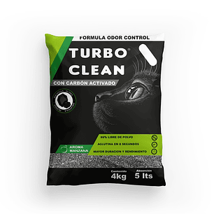Arena Sanitaria para Gatos Turbo Clean Aglutinante Manzana ( 4 KG )