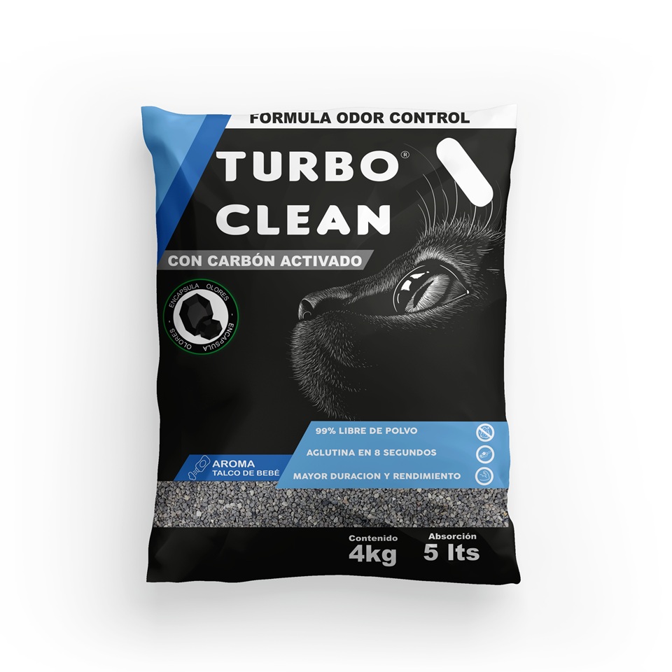 Arena Sanitaria para Gatos Turbo Clean Aglutinante Talco Bebé ( 4 KG )