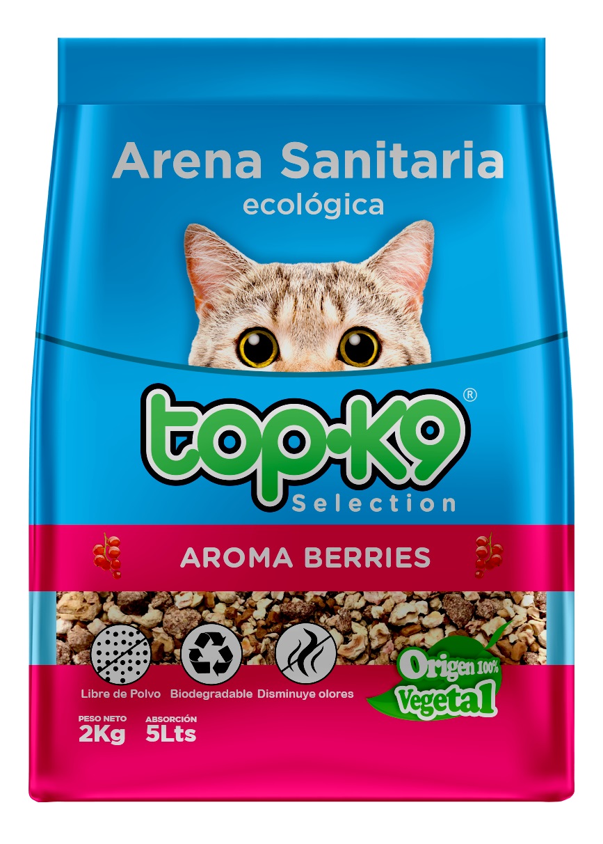 Arena Sanitaria para Gatos Topk9 Ecológica Berries ( 2 KG )