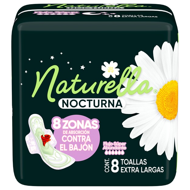 Toalla Femenina Naturella Nocturna Tela con Alas ( 4 x 8 UD )