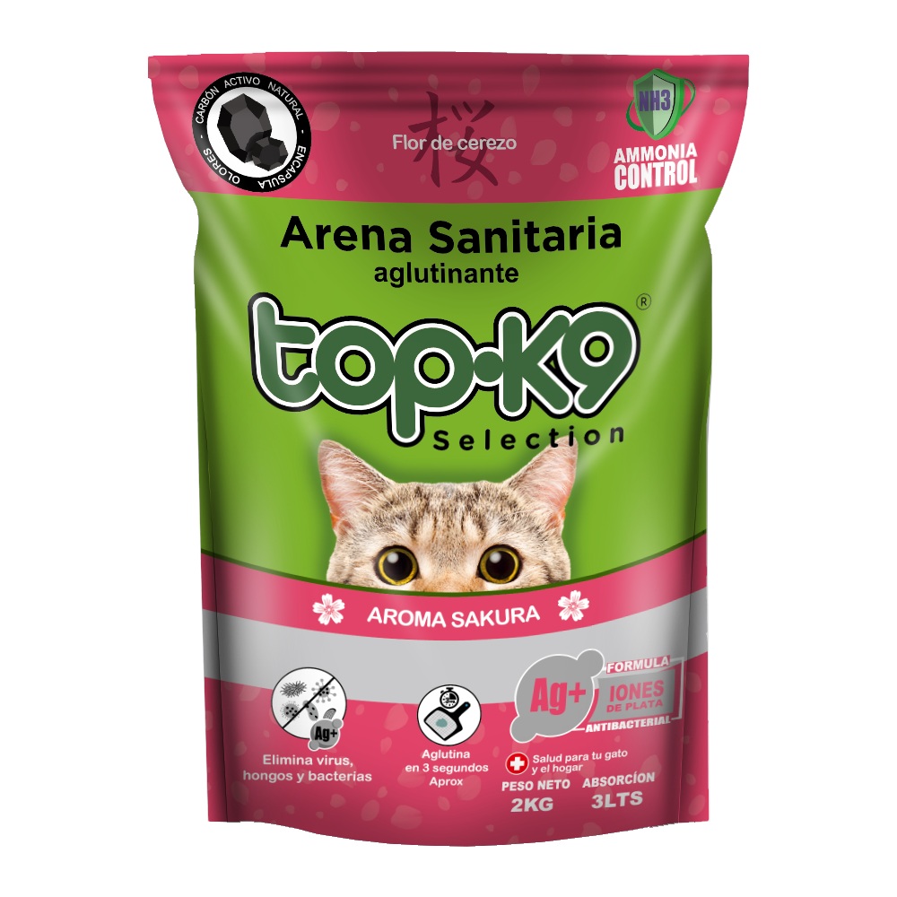 Arena Sanitaria para Gatos Topk9 Aglutinante Sakura ( 2 KG )
