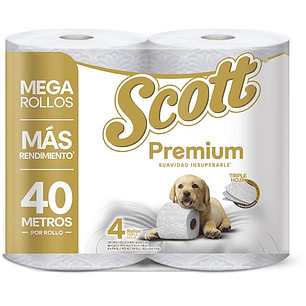 Papel Higiénico Scott Premium Triple Hoja 40 Metros ( 6 x 4 Rollos )