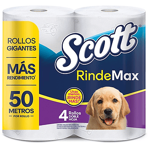 Papel Higiénico Scott Rindemax 50 Metros ( 6 x 4 Rollos )