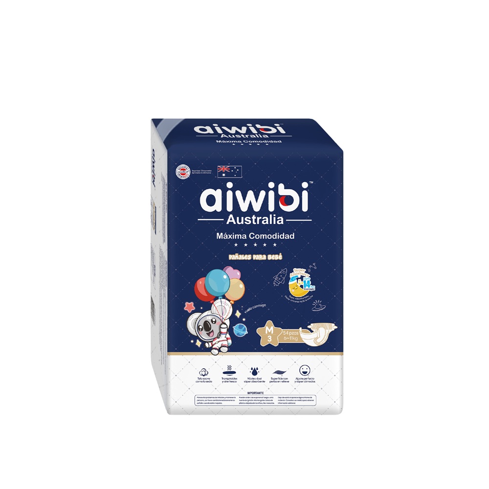 Pañal Aiwibi Máxima Comodidad M ( 54 Pañales )