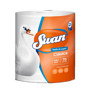 Toalla de Papel Swan Clásica 70 Metros Doble Hoja ( 6 x 1 Rollo )