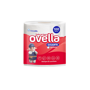 Toalla de Papel Ovella 1 Hoja 100 Metros ( 6 x 1 Rollo )