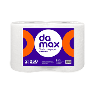 Toalla de Papel Damax 1 Hoja 250 Metros ( 2 x 1 Rollo )