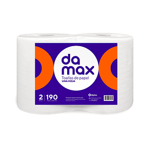 Toalla de Papel Damax 1 Hoja 190 Metros ( 2 x 1 Rollo )