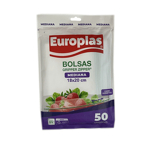 Bolsas Gripper Zipper Medianas Europlas 18x20 CM ( 50 UD )