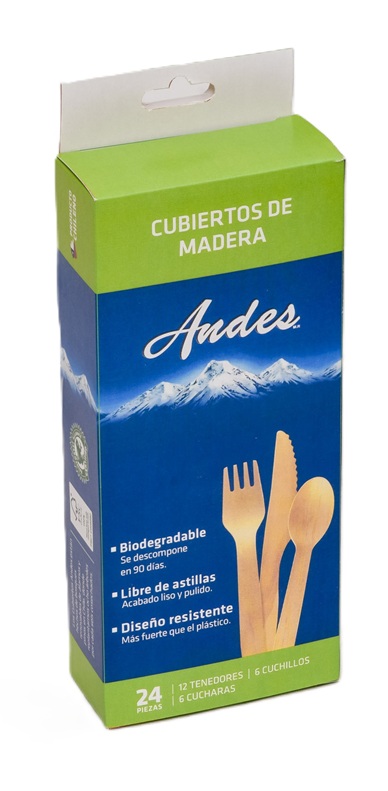 Mix Cubiertos de Madera Andes ( 24 UD )