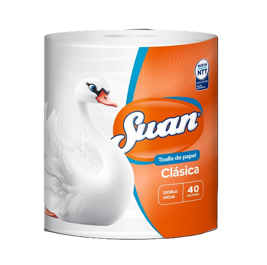 Toalla de Papel Swan Clásica 40 Metros Doble Hoja ( 12 x 1 Rollo )