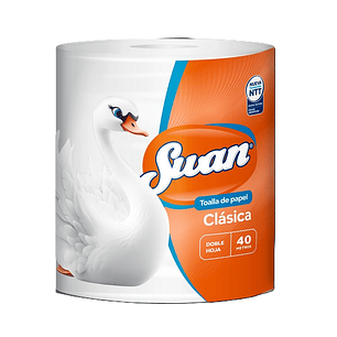 Toalla de Papel Swan Clásica 40 Metros Doble Hoja ( 12 x 1 Rollo )
