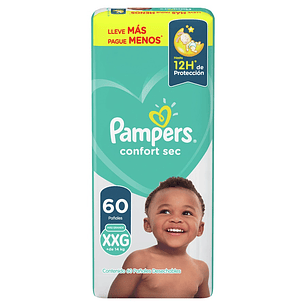 Pañal Pampers Confort Sec Quincenal XXG ( 60 Pañales )