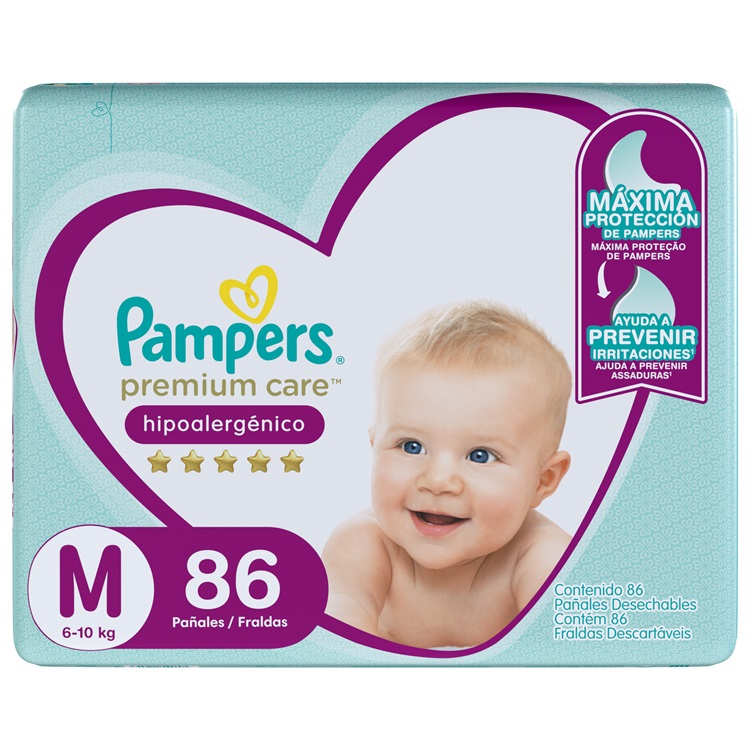 Pañal Pampers Premium Care Quincenal M ( 86 Pañales )