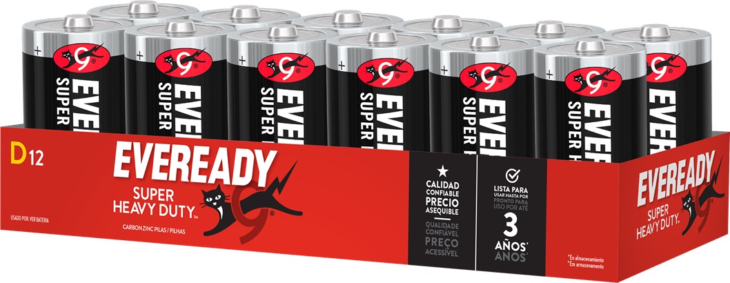 Pilas Carbón Eveready D ( 12 UD )