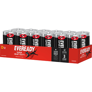 Pilas Carbón Eveready D ( 12 UD )