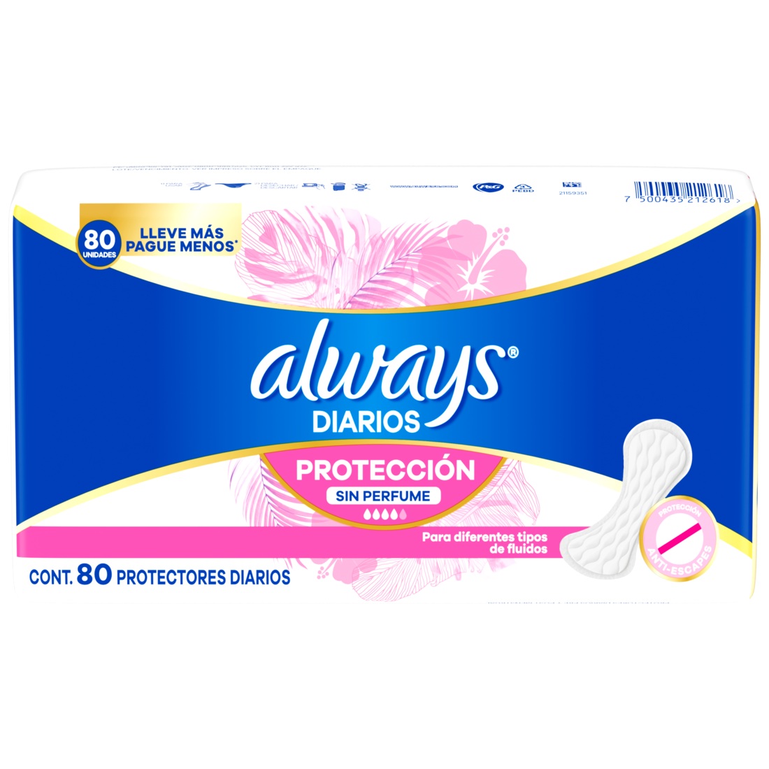 Protectores Diarios sin Perfume Always ( 3 x 80 UD )