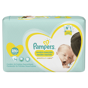 Pañal Pampers Premium Care Recién Nacido + ( 36 Pañales )