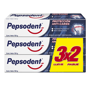 Pasta Dental Pepsodent Protección Anticaries ( 3 x 130 G ) x 3