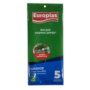 Bolsas Gripper Zipper Grandes Europlas 27x28 CM ( 5 UD )