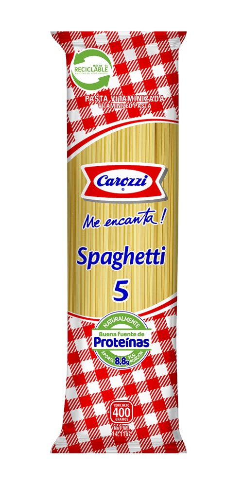 Fideos Spaghetti 5 Carozzi ( 5 x 400 G )