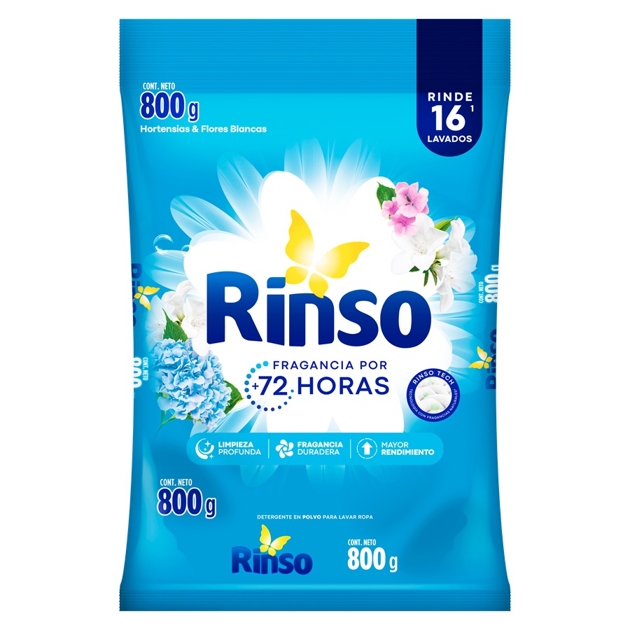 Detergente en Polvo Rinso Hortensias y Flores Blancas ( 3 x 800 G )