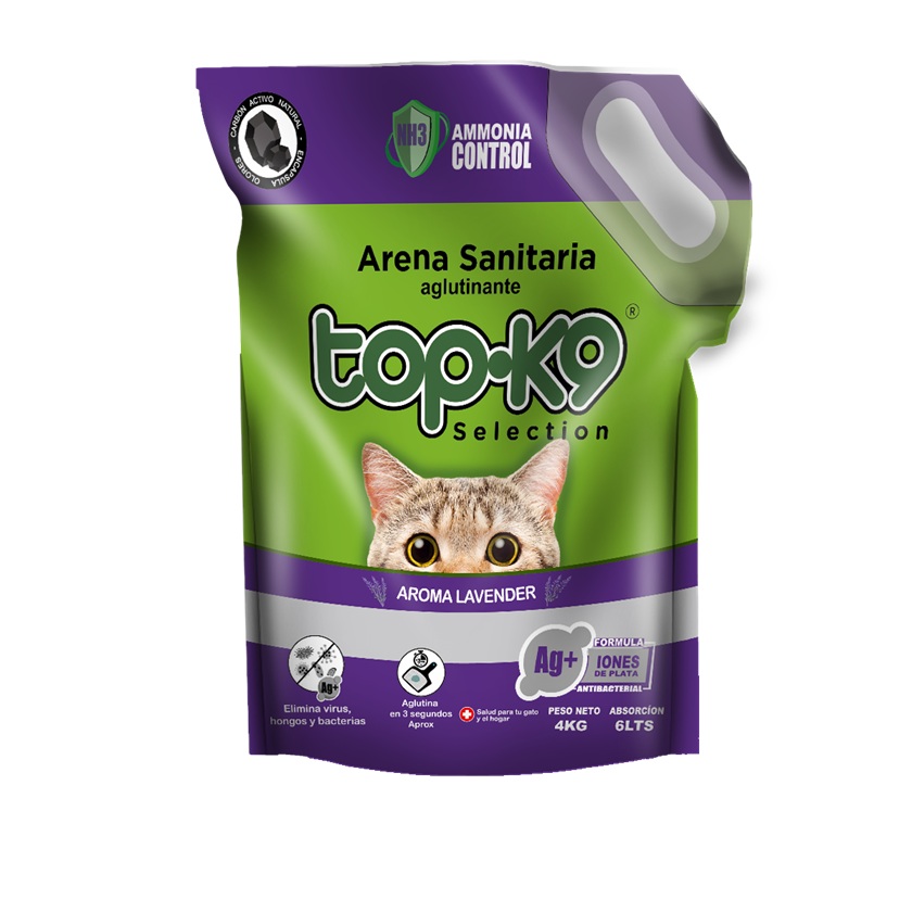 Arena Sanitaria para Gatos Topk9 Aglutinante Lavanda ( 4 KG ) 1