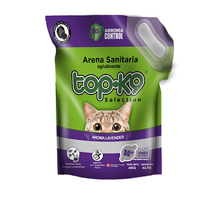 Arena Sanitaria para Gatos Topk9 Aglutinante Lavanda ( 4 KG )