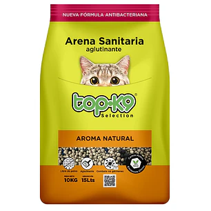 Arena Sanitaria para Gatos Topk9 Aglutinante Natural ( 10 KG )