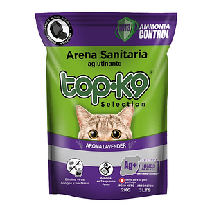 Arena Sanitaria para Gatos Topk9 Aglutinante Lavanda ( 2 KG )